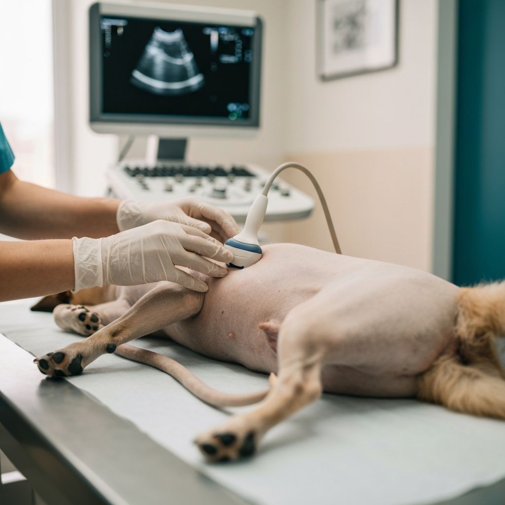 Veterinarian performing ultrasound